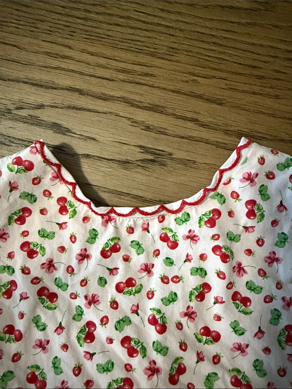 Pink Cherry Print Dress with Matching Pale Pink Diaper Cover